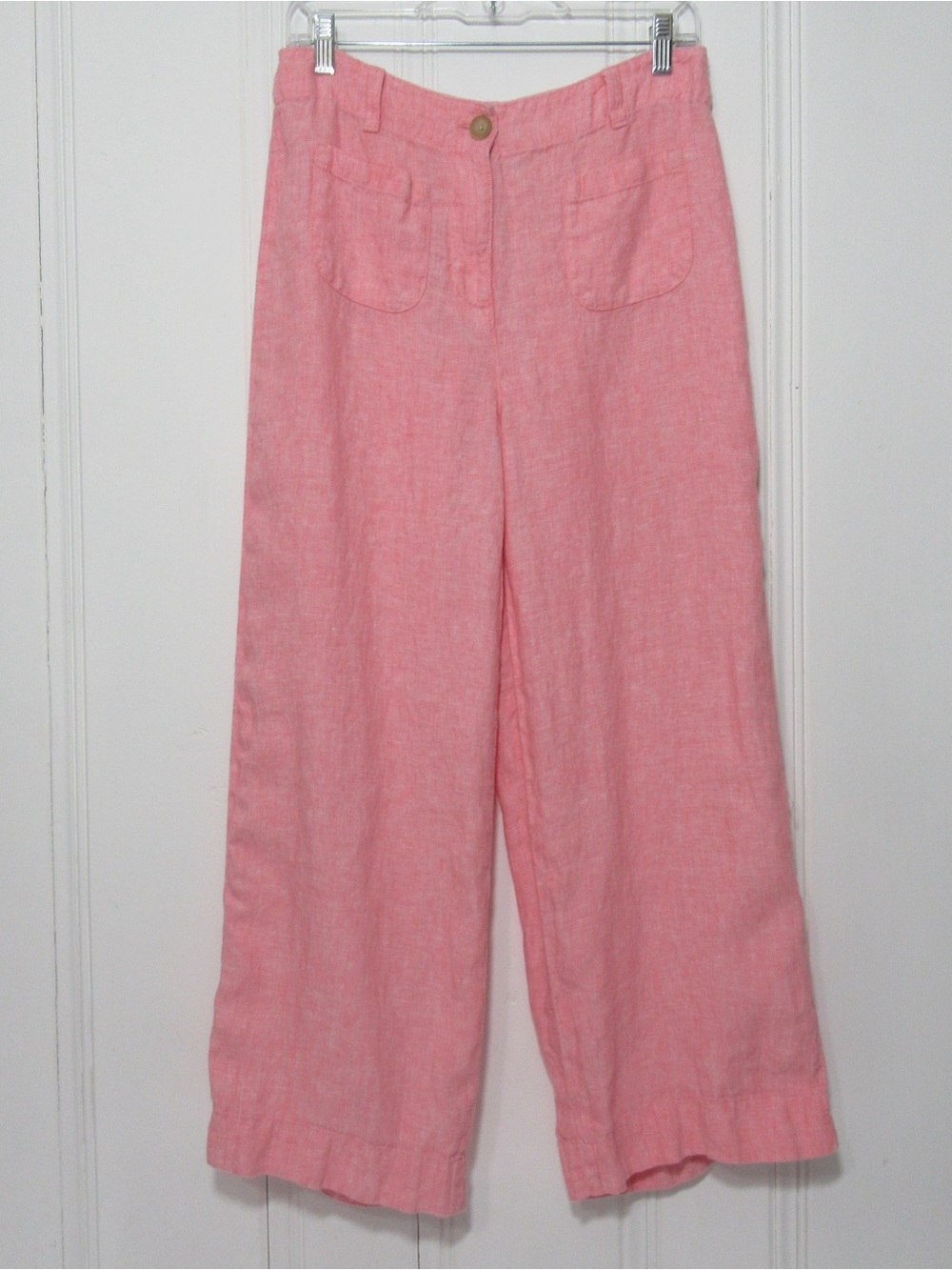 Talbots Pink Wide-Leg Cropped Linen Pants Size 6